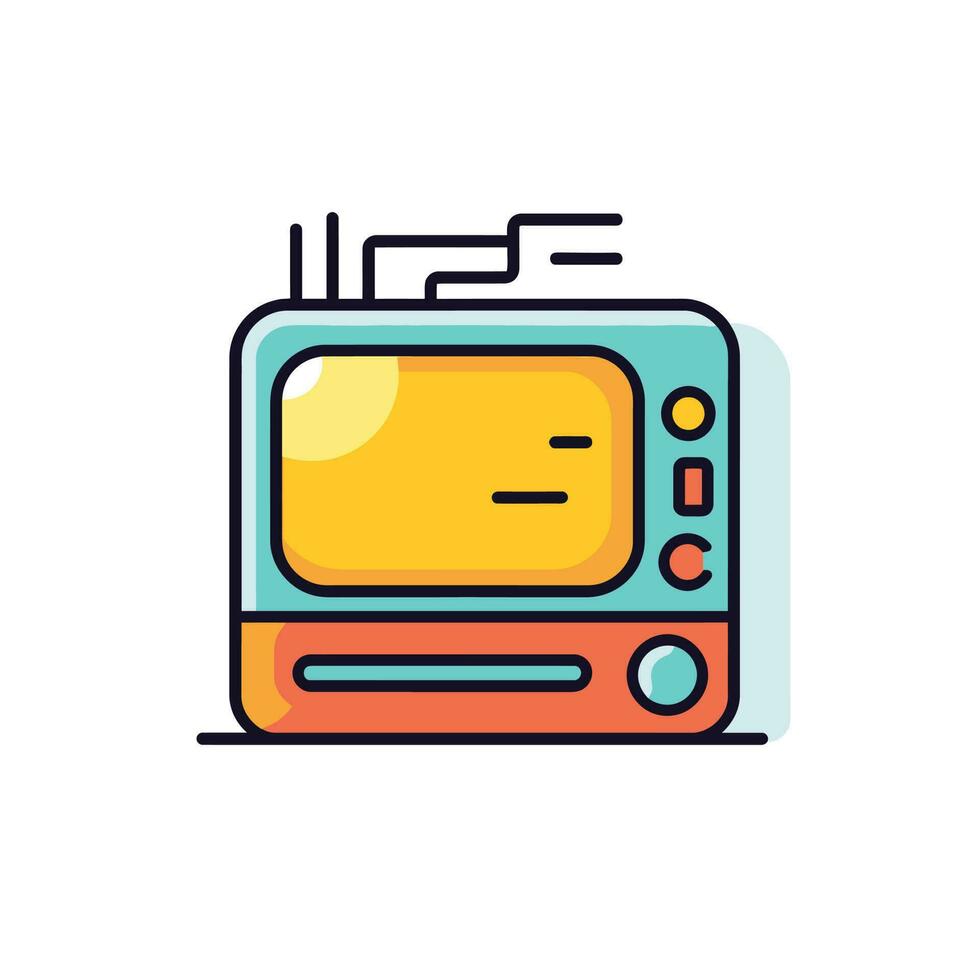 retro televisión colocar. plano naranja color televisión con antena icono símbolo firmar aislado en blanco antecedentes. vector valores ilustración