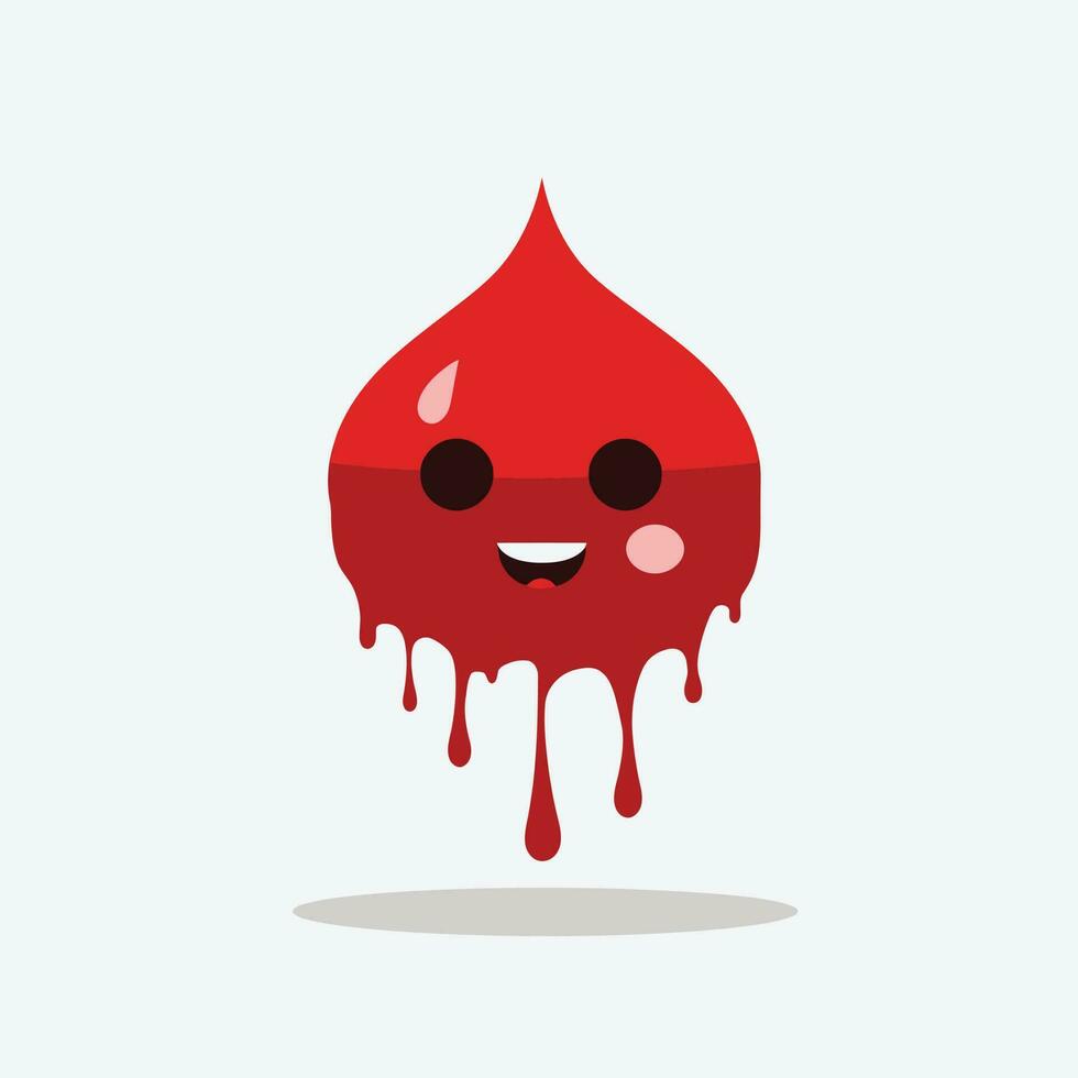 Cute kawaii blood chibi mascot vector cartoon style