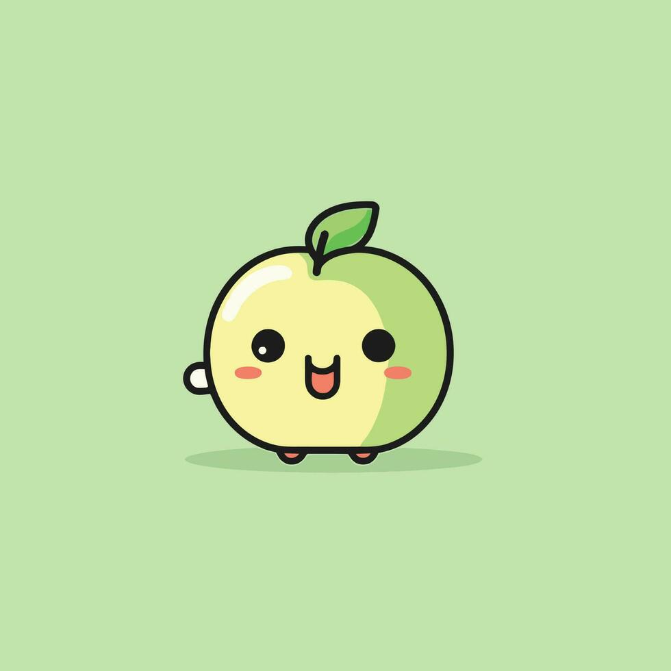 linda kawaii manzana chibi mascota vector dibujos animados estilo