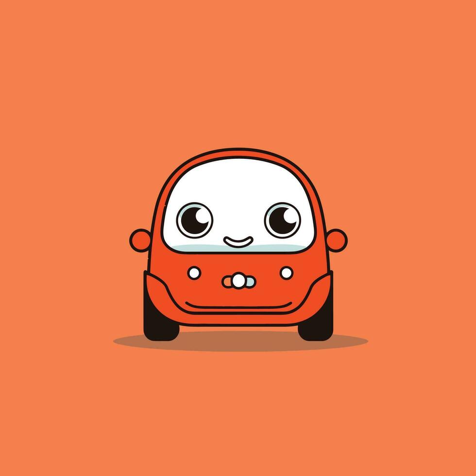 linda kawaii coche chibi mascota vector dibujos animados estilo