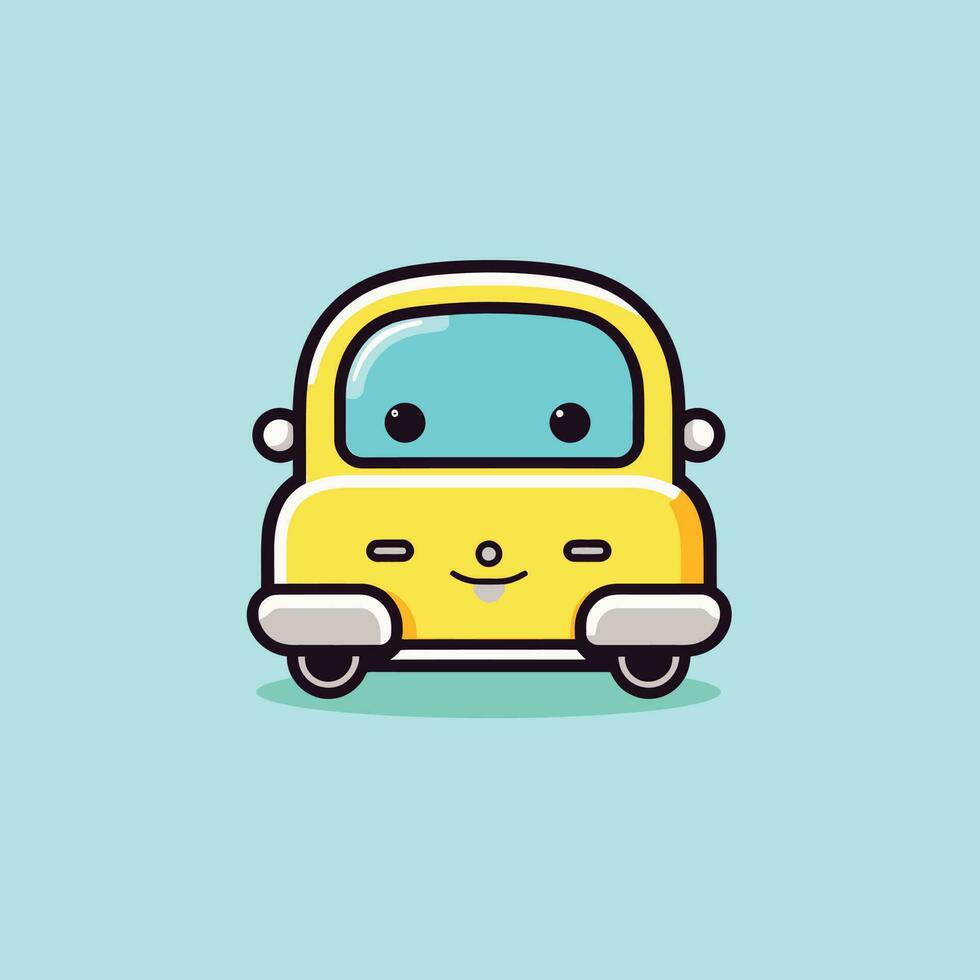 Cute kawaii car chibi mascot vector cartoon style