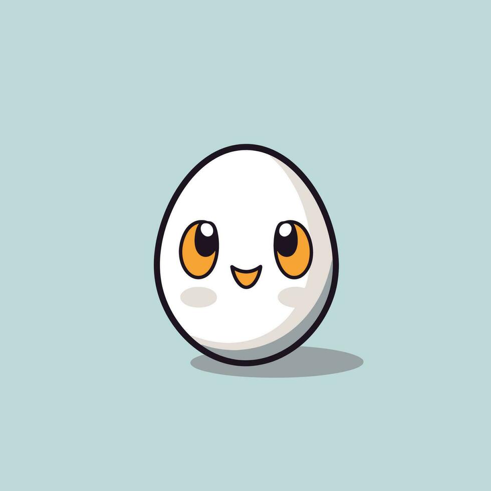 Cute kawaii egg chibi mascot vector cartoon style