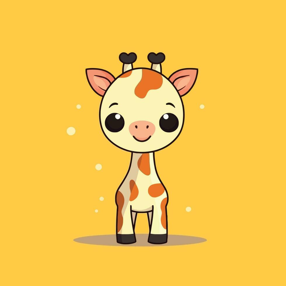 linda kawaii jirafa chibi mascota vector dibujos animados estilo