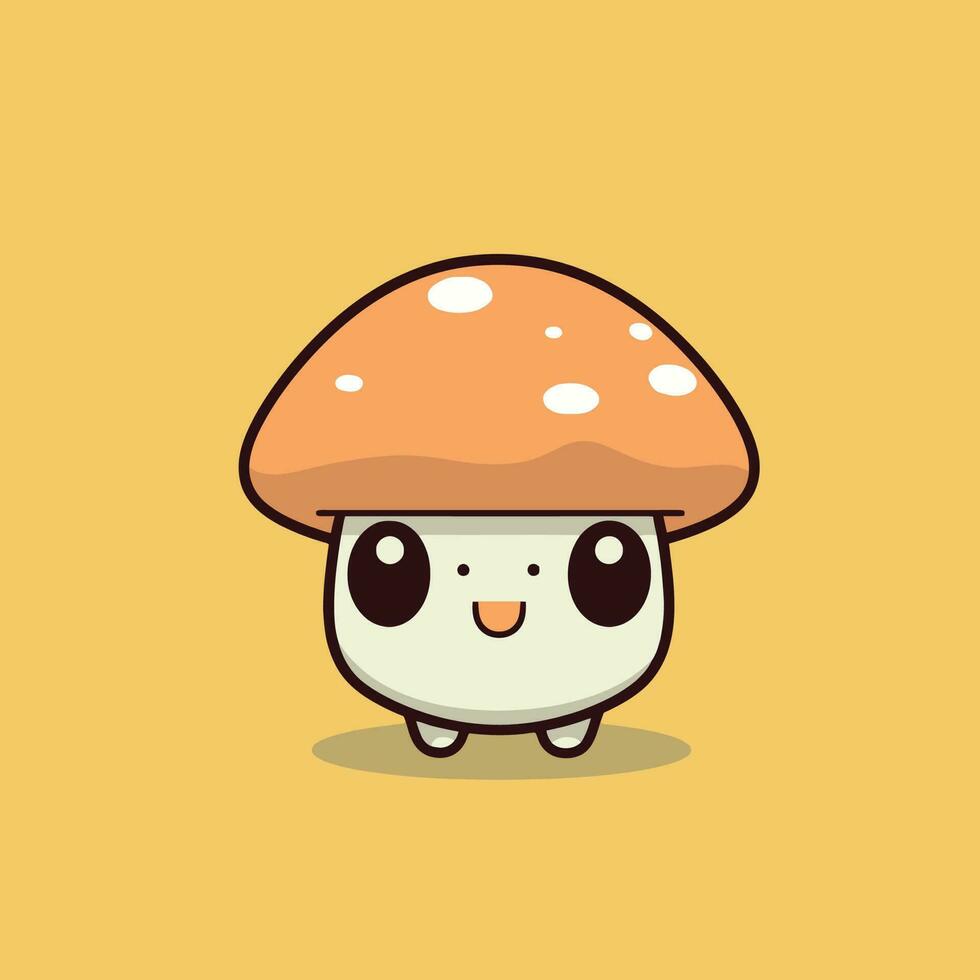 Cute kawaii mushroom chibi mascot vector cartoon style