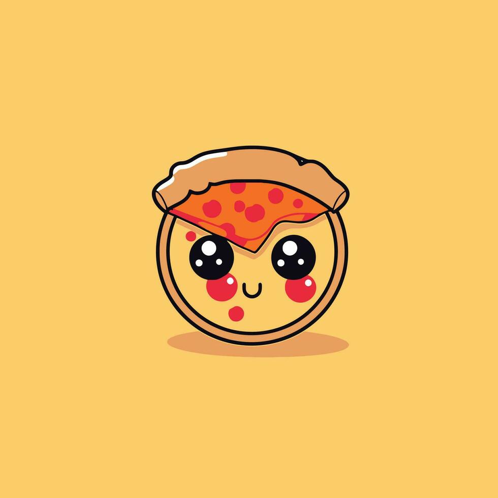 linda kawaii Pizza chibi mascota vector dibujos animados estilo