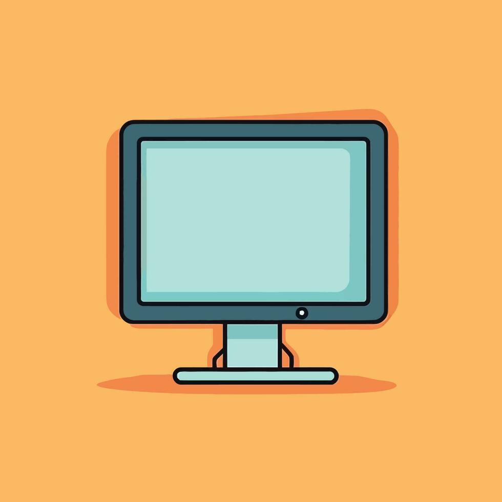 computer monitor, screen isolated on orange background. Vector illustration