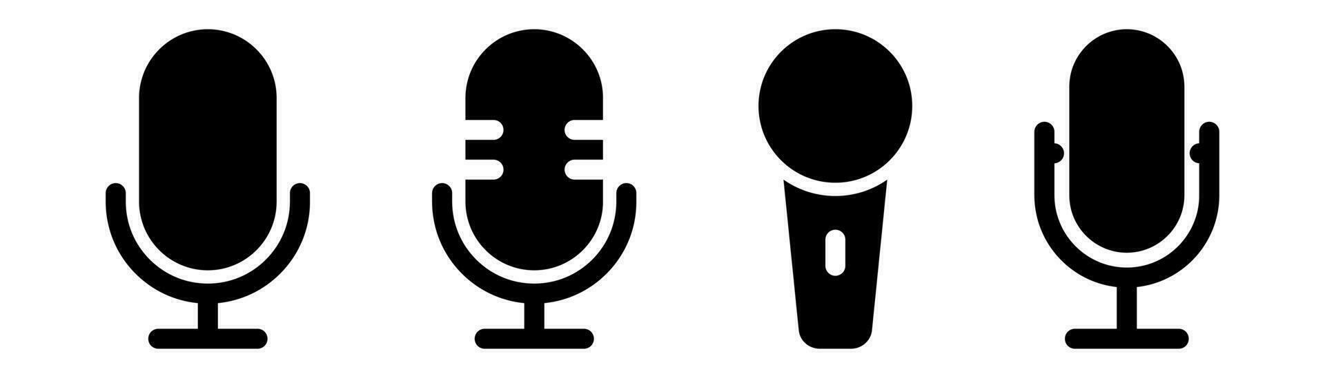 negro mic símbolo. micrófono icono en glifo. música símbolo. negro mic icono. glifo micrófono colocar. mic firmar en negro. micrófono íconos colocar. valores vector ilustración