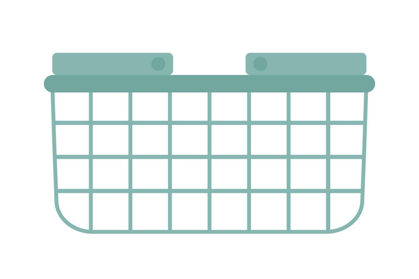 cable tienda de comestibles cesta con manejas semi plano color vector objeto. compras en supermercado. editable dibujos animados acortar Arte icono en blanco. sencillo Mancha ilustración para web gráfico diseño y animación