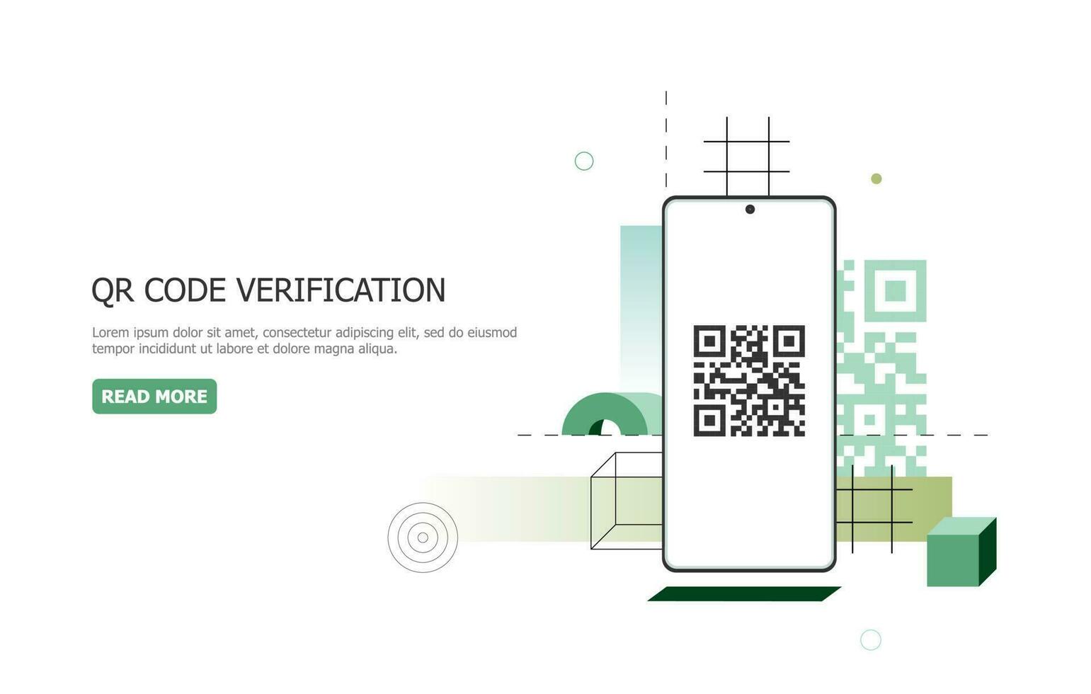 Scanning a QR code with your phone. The concept of online payments, identification, verification. Banner, template, layout. vector