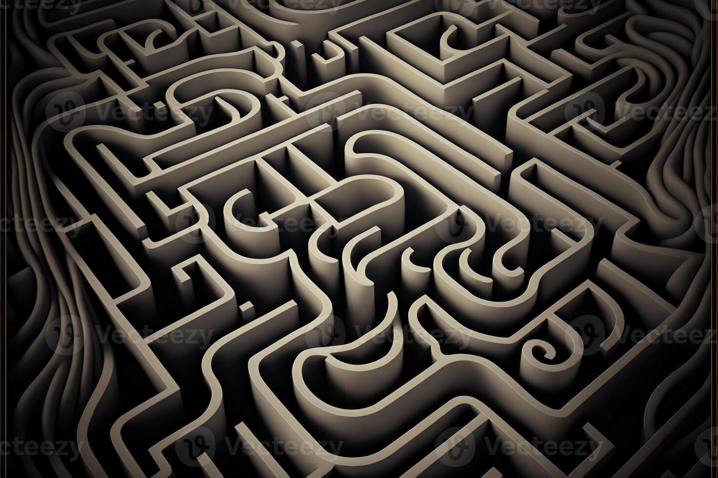 Abstract labyrinth without exit. Ornate maze background. illustration. photo