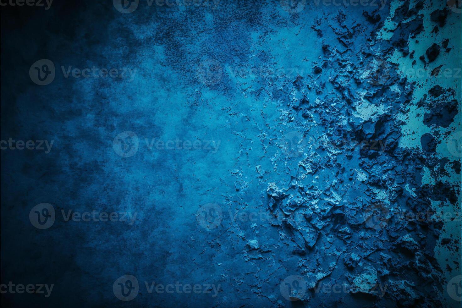 A dark blue wall with peeling paint. Abstract, grunge, illustration. photo