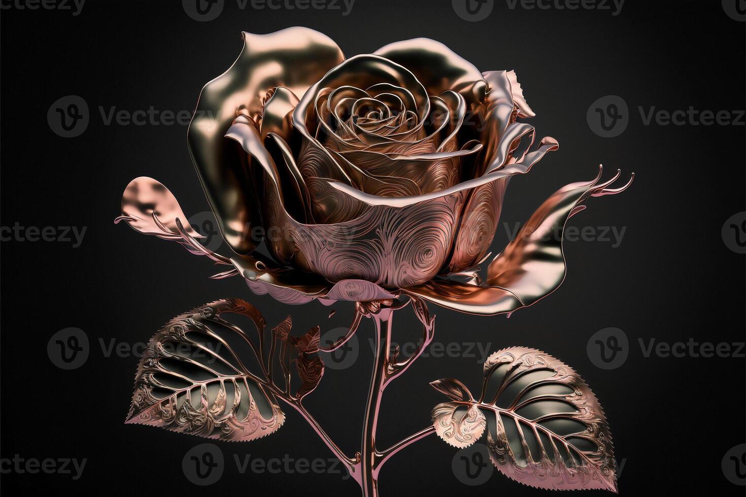 Flowering metallic rose with beautiful ornamental texture. illustration. photo