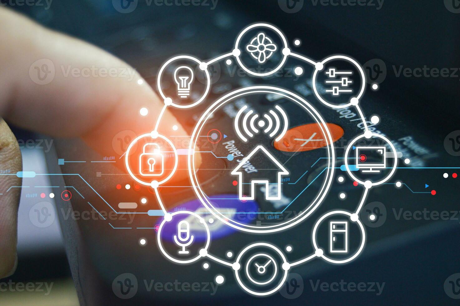 The concept of smart city and smart home assistive technology photo