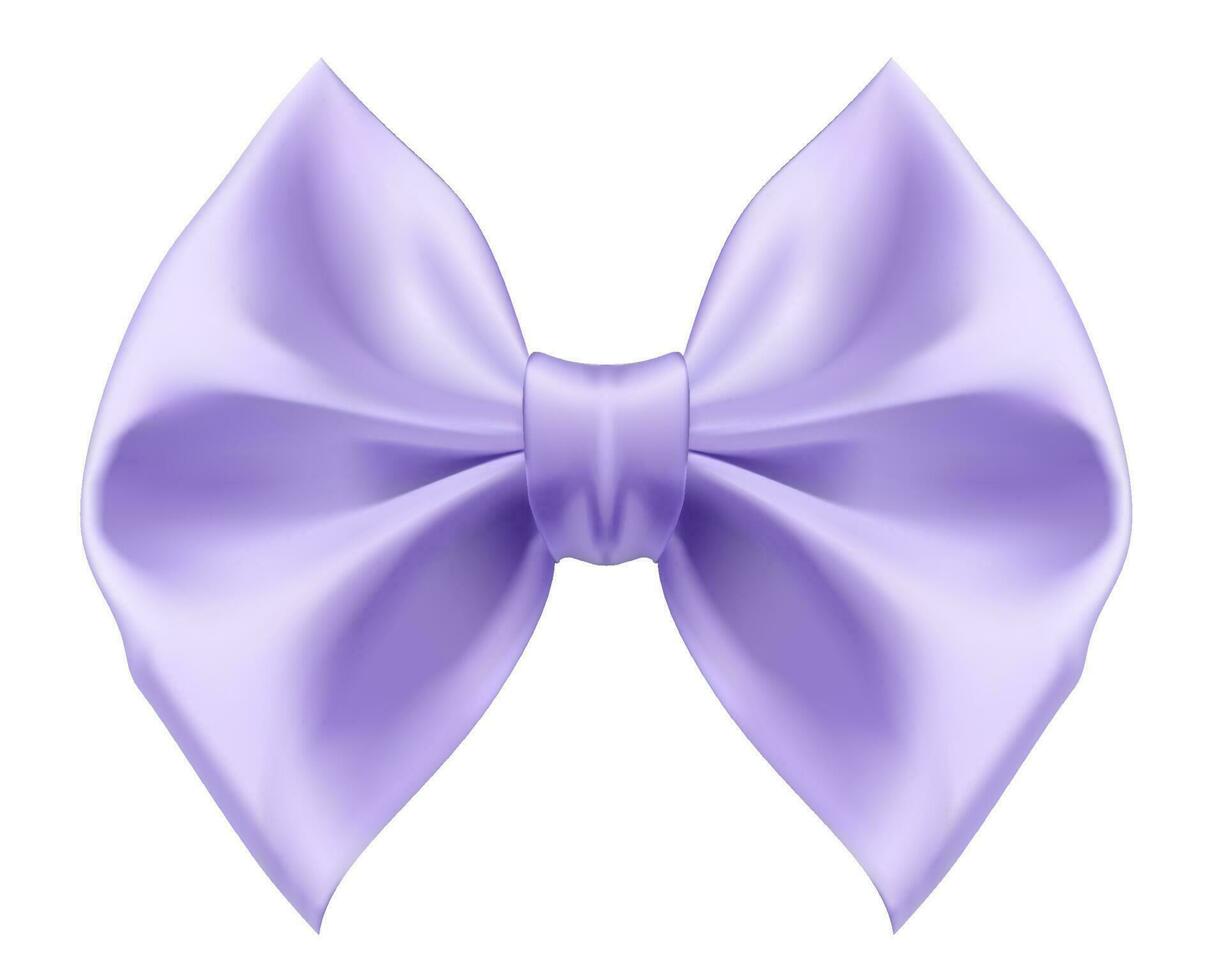 Realistic violet silk bow. Vector Illustration