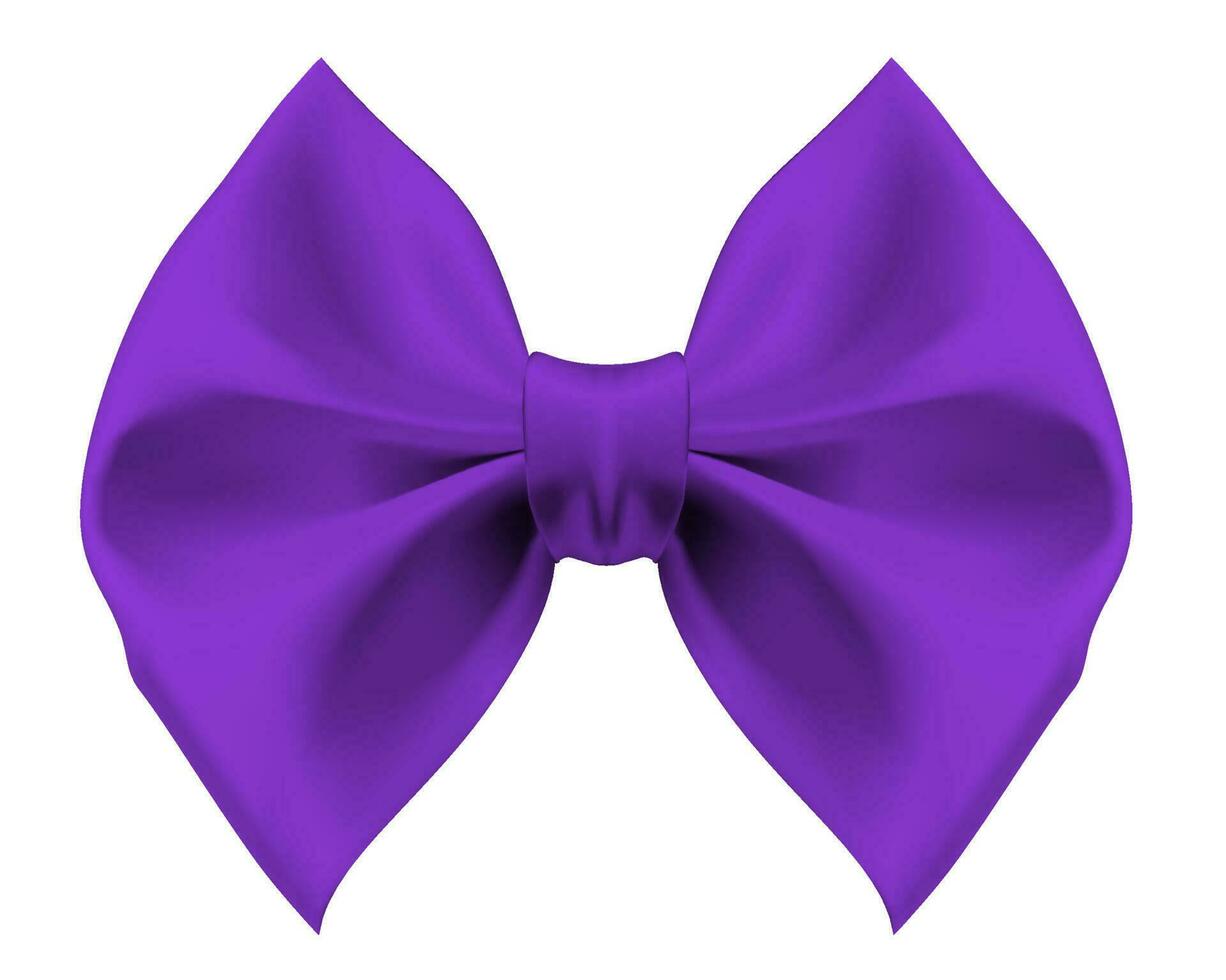 Realistic violet silk bow. Vector Illustration