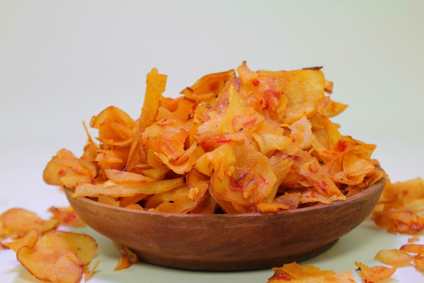 Indonesian food made of spicy cassava chips photo