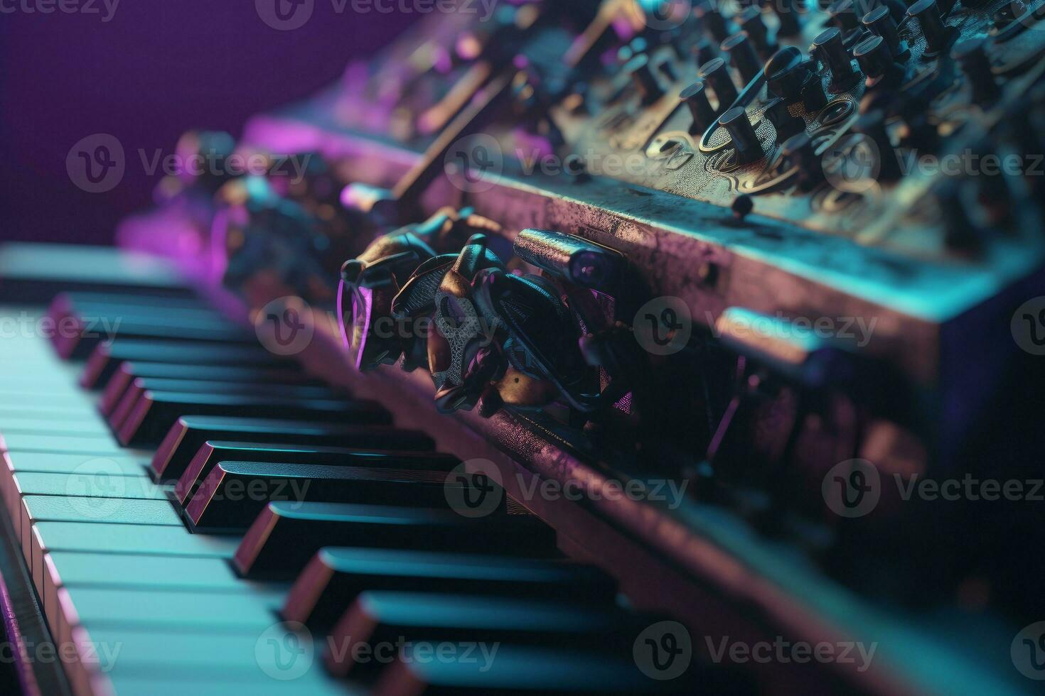 Cyberpunk piano. Generate Ai photo