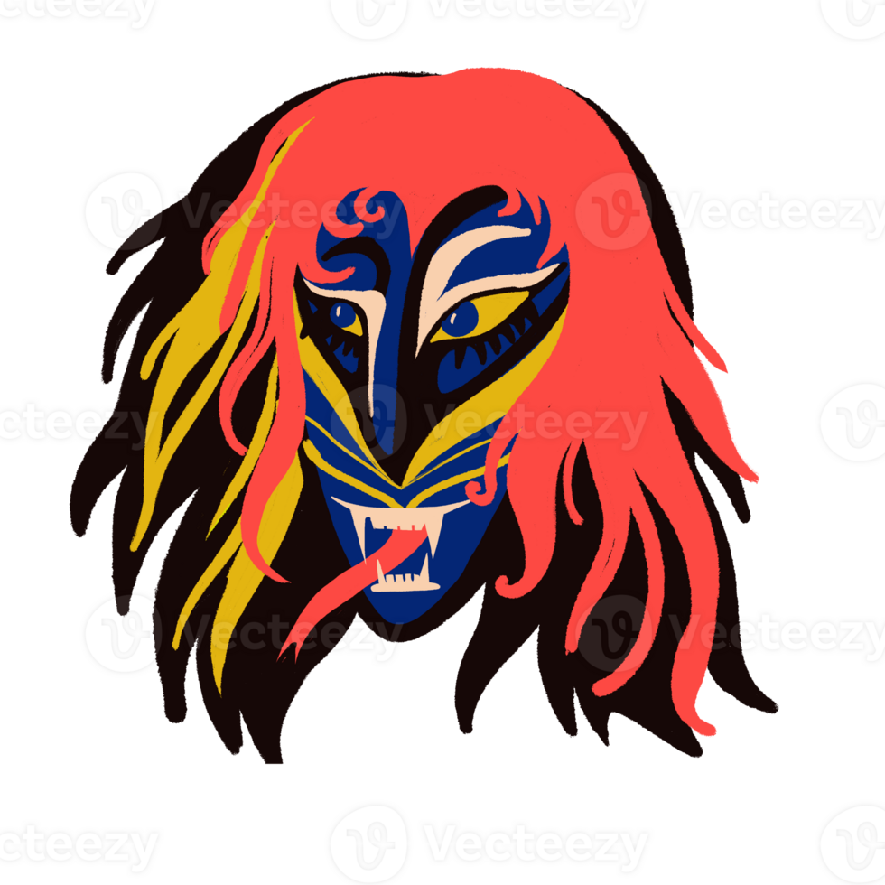 avatar of a female demon character with a blue face and a long red tongue png