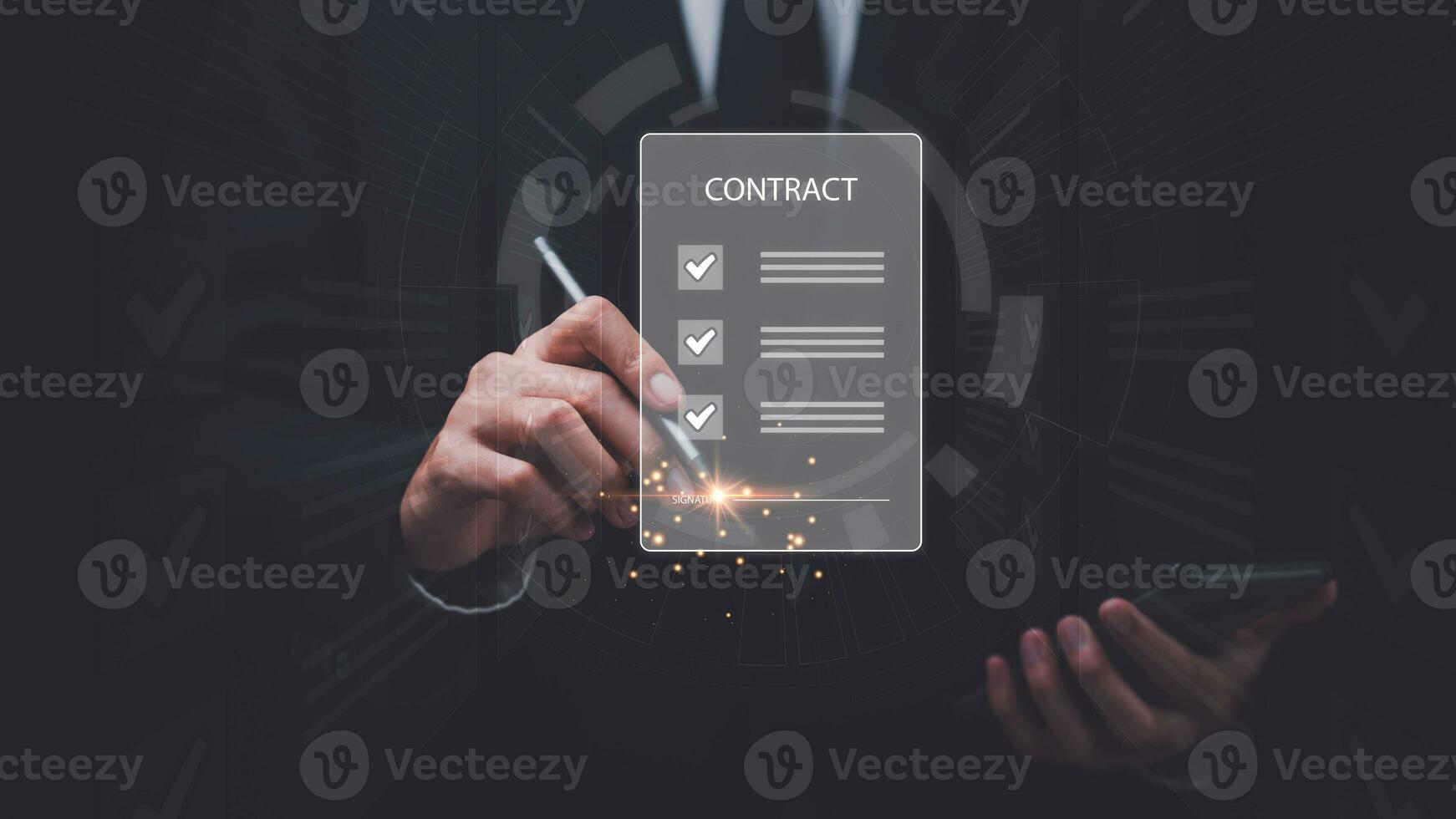 Businessman checking contract documents online ,handle business documents and agreements , Business contract signing , commercial signing , Signing an agreement ,Approval of checklist documents photo