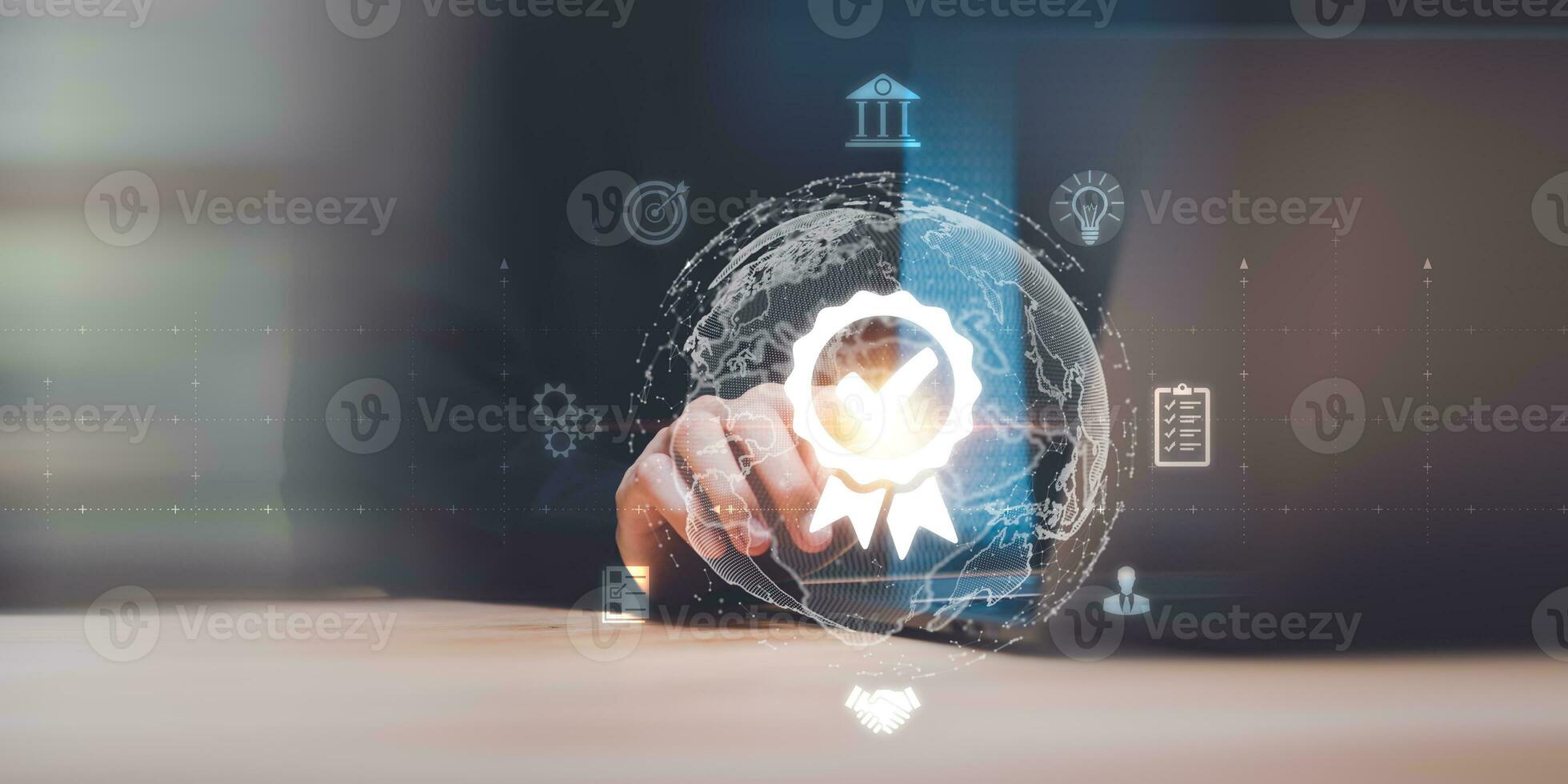 best quality assurance concept for product assurance, standard quality, ISO ,Inspection of quality and standards of the organization ,Industry Certification, Guarantee, business insurance photo