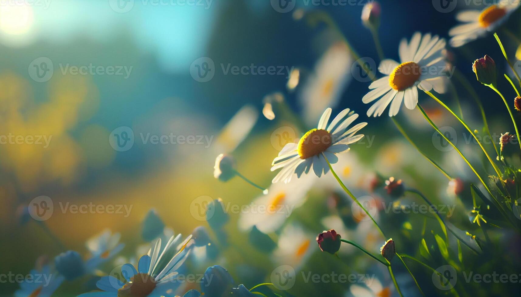 Beautiful spring flowers background nature with beautiful sky with image photo