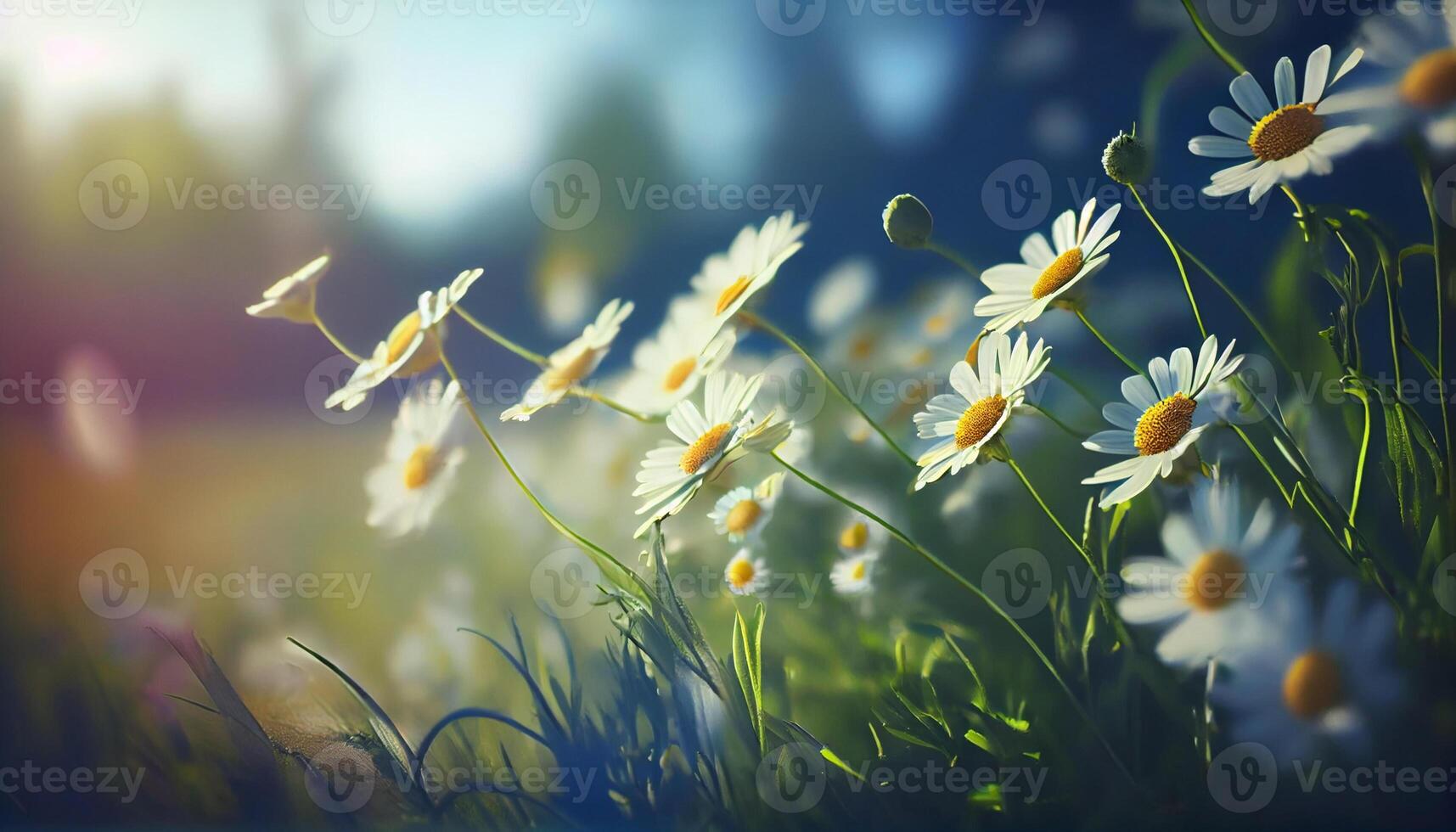 Beautiful spring flowers background nature with beautiful sky with image photo