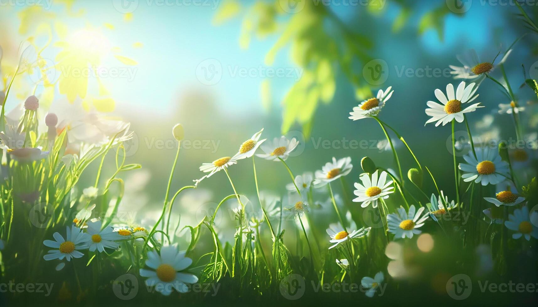 Beautiful spring flowers background nature with beautiful sky with image photo