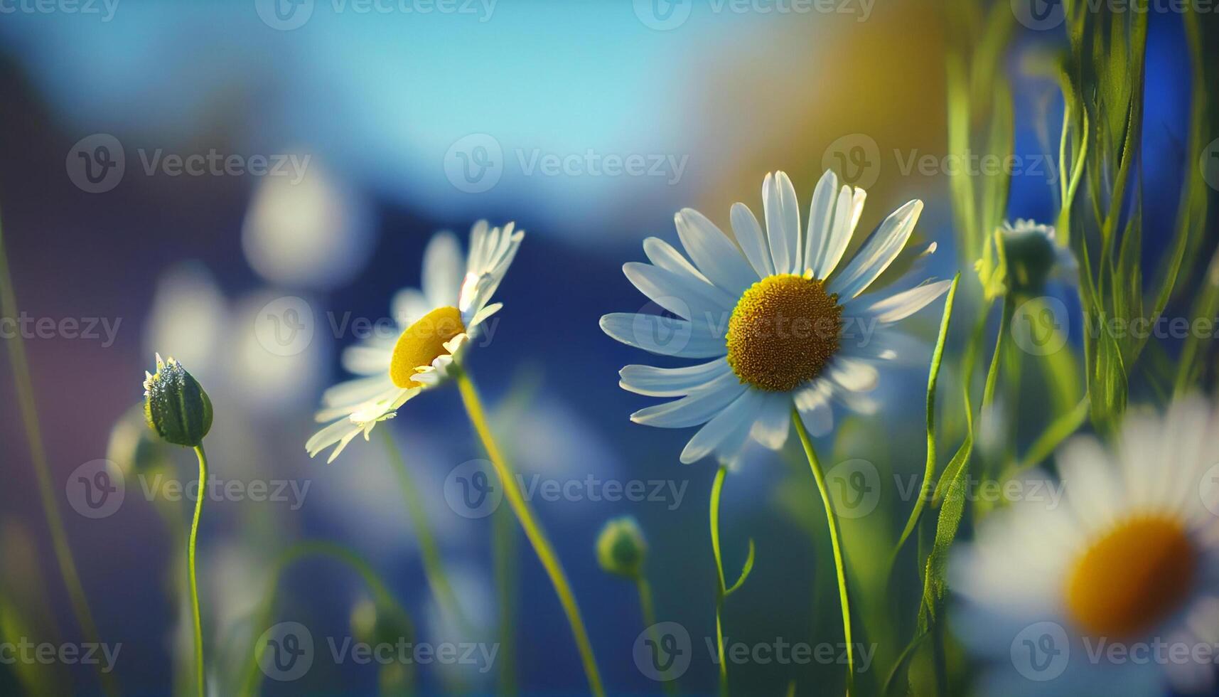 Beautiful spring flowers background nature with beautiful sky with image photo