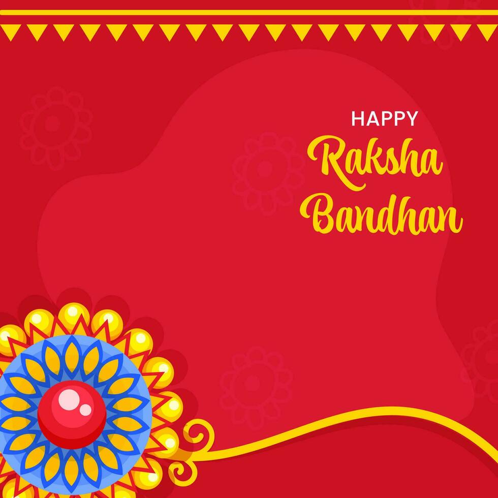 contento raksha Bandhan concepto con floral rakhi en rojo antecedentes. vector