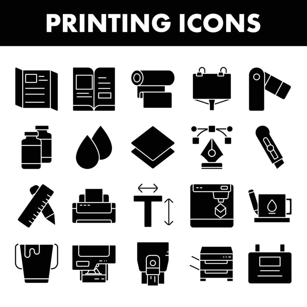 impresión icono en plano estilo. vector