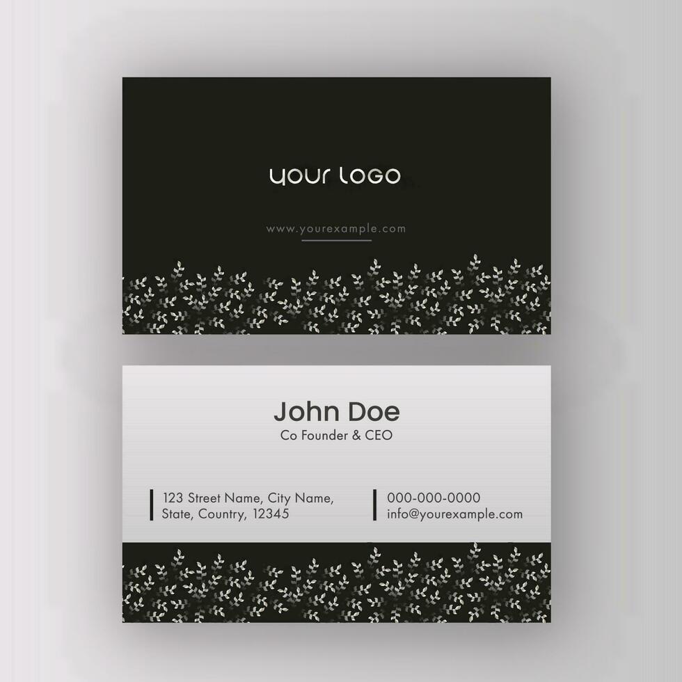 Elegant Business Card Design With Double-Sides In Black And Grey Color. vector