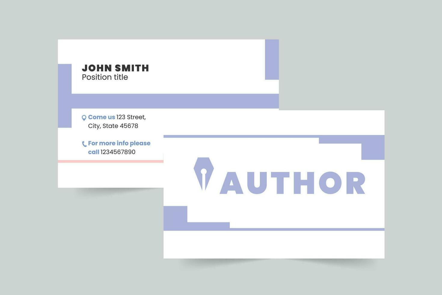 Author business card template. A clean, modern, and high-quality design business card vector design. Editable and customize template business card