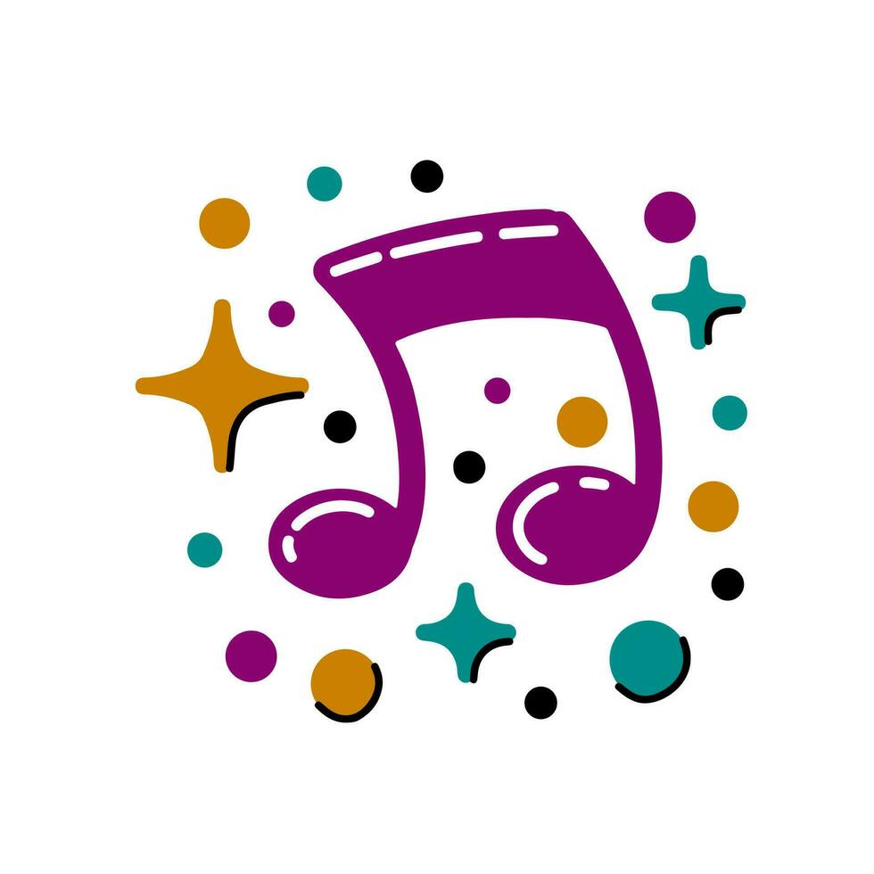 Flat Design Music Notes Icon Vector Illustration