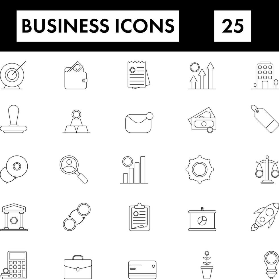 Illustration Of Business Icon Set In Linear Style. vector