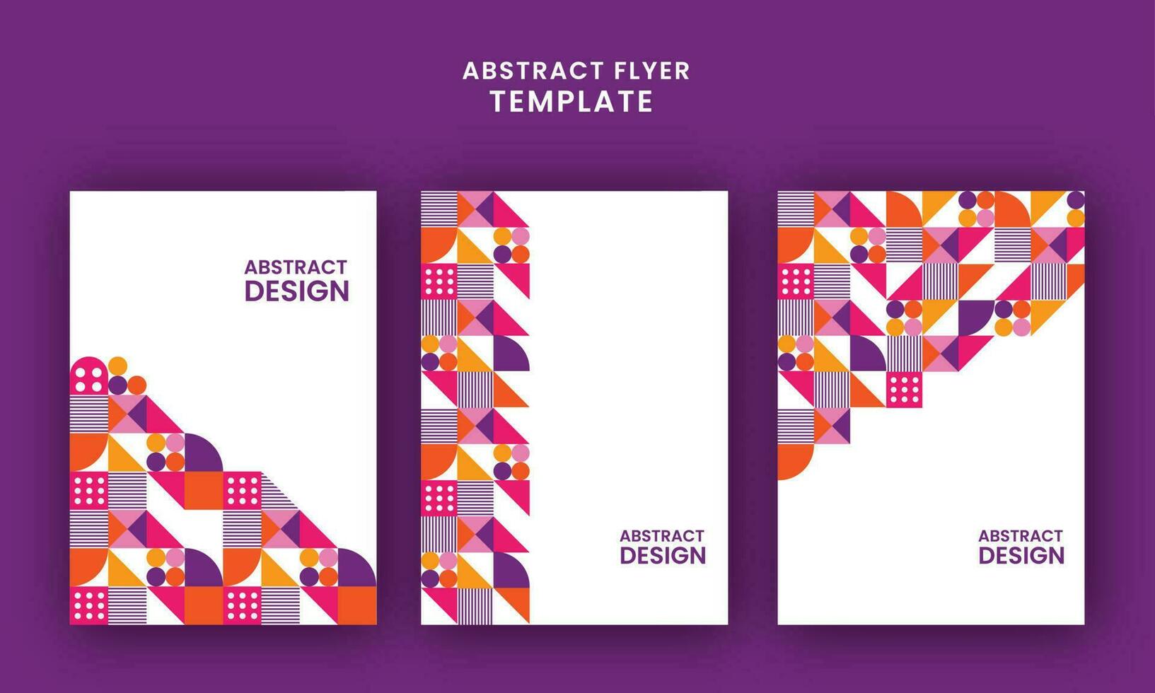 Abstract Template Or Flyer Design With Geometric Pattern In Three Options. vector