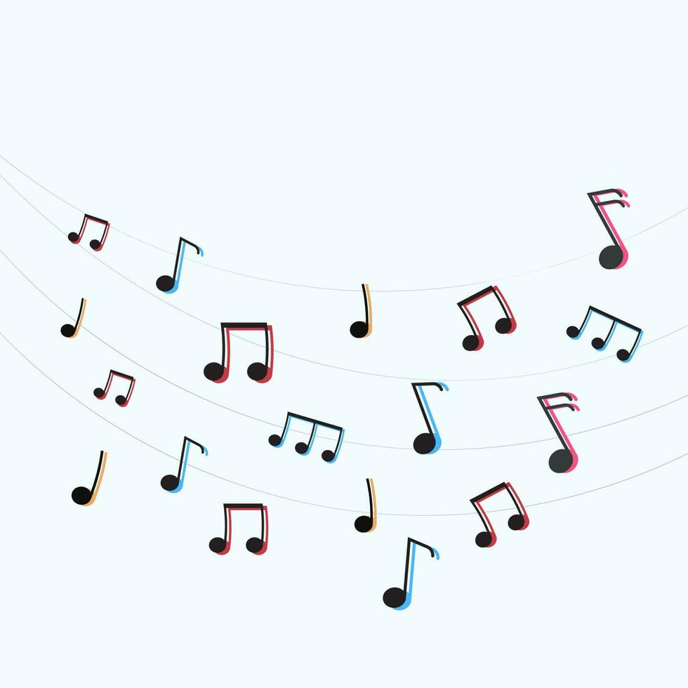 Abstract Musical Notes White Background With Copy Space. vector