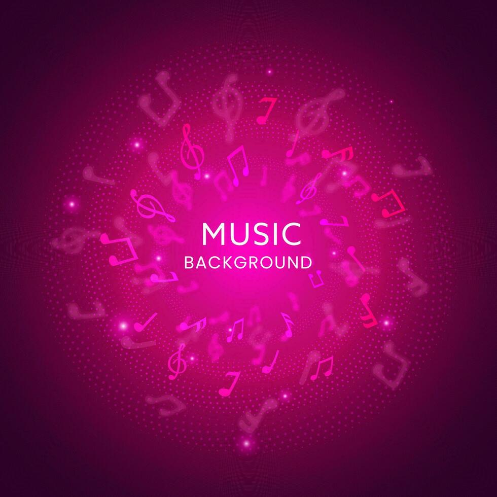 Abstract Music Notes Background With Pink Lights Effect. vector