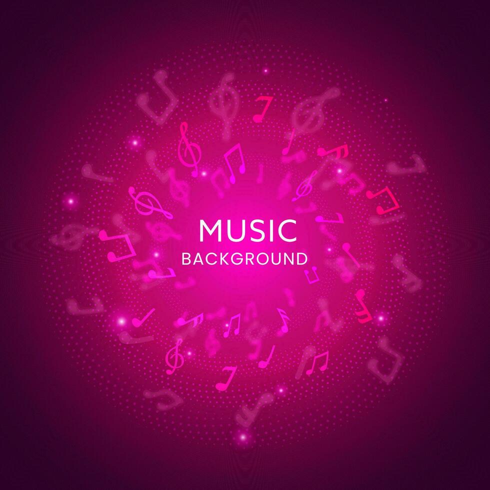 Abstract Music Notes Background With Pink Lights Effect. vector