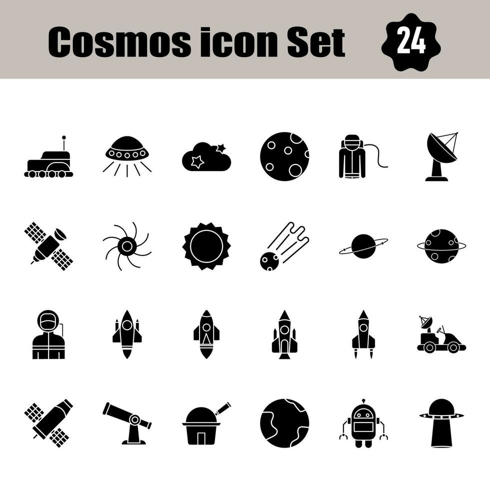 glifo estilo conjunto de cosmos icono en plano estilo. vector