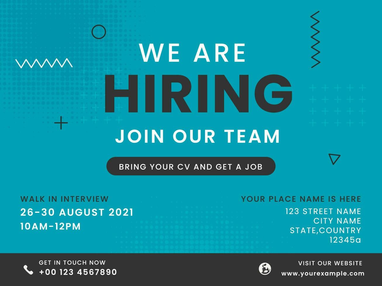 We Are Hiring Join Our Team Text On Blue Halftone Effect Background. vector