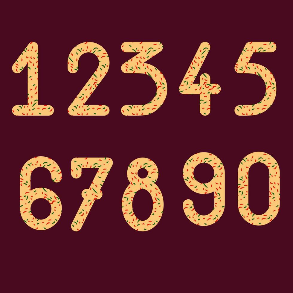 Numerals Made Of Candies On Red Background. vector