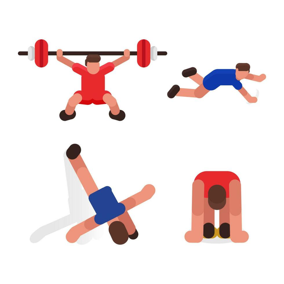 Faceless Male Athletics Set On White Background. vector