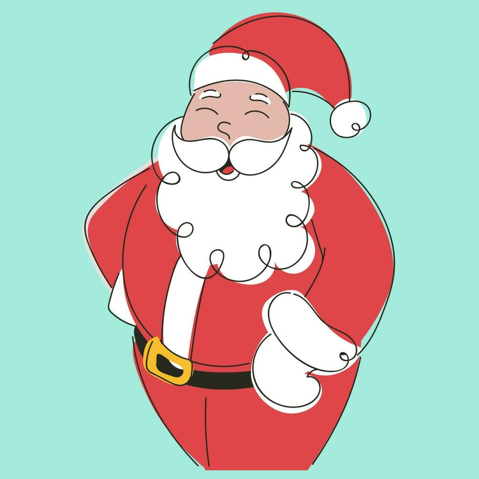 Cute Santa Claus Character On Turquoise Background. vector
