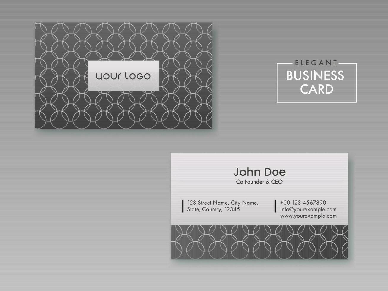 Elegant Business Card Design With Overlapping Circles In Front And Back View. vector