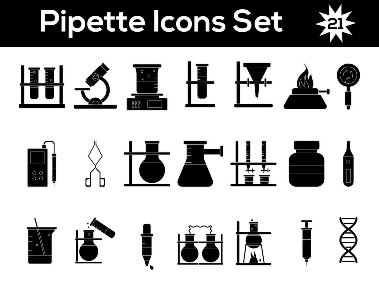 Glyph Style Set Of Pipette Icon Or Symbol. vector
