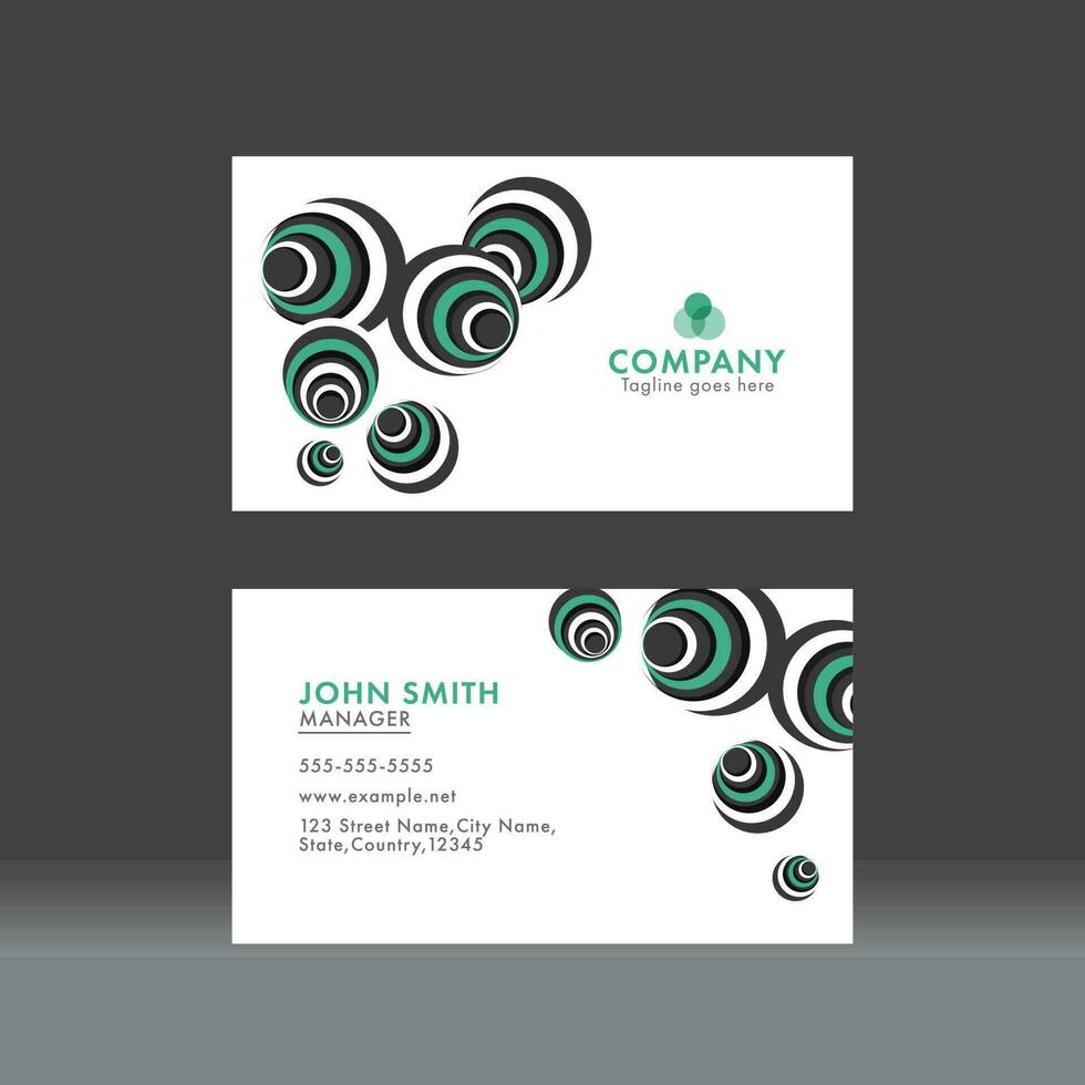 White Color Business Card Templates With Spheres On Gray Background. vector