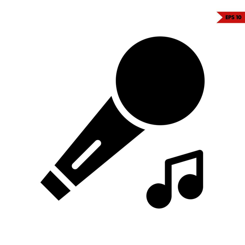 mic with music glyph icon vector