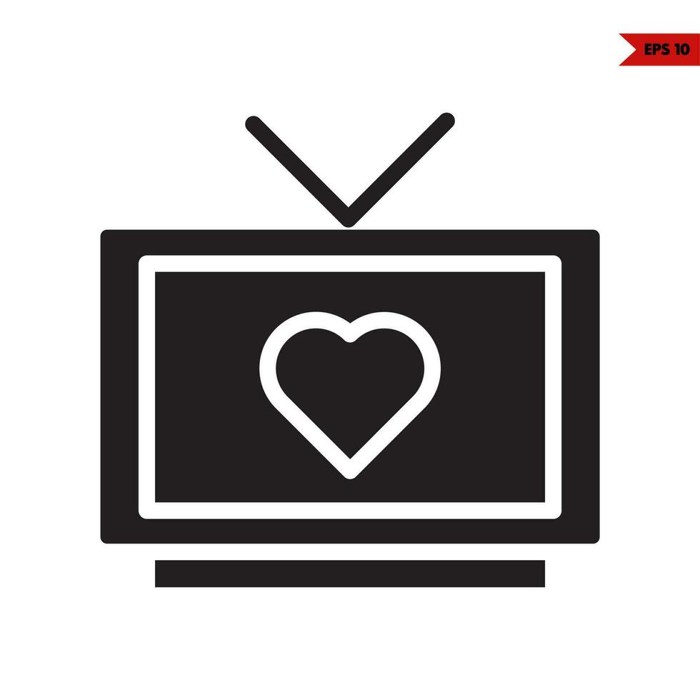 love in  screen television glyph icon vector