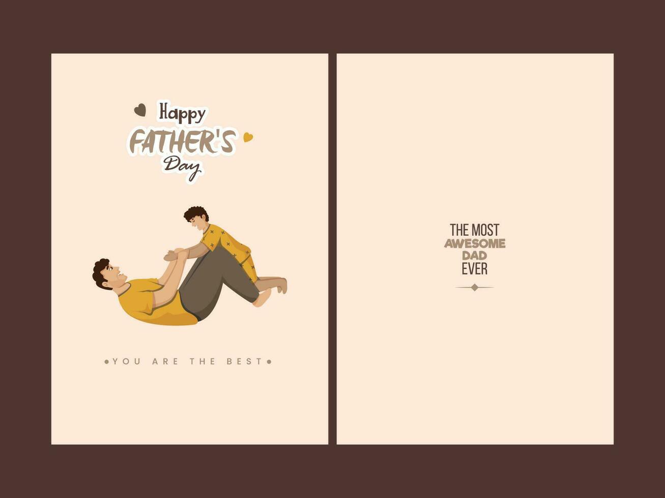 Happy Father's Day Greeting Card With Space For Text On Brown Background. vector