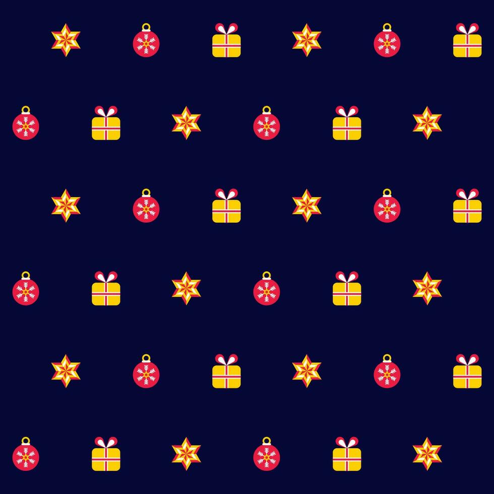 Navidad pelotas con regalo cajas y estrellas decorado en azul antecedentes. vector